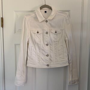 American Eagle Outfitters Cream White Denim Jacket - Women's